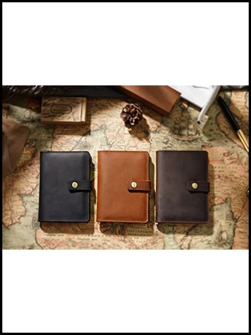 Genuine Full Grain Leather Passport Holder with 5 Card Slots | Slim Bifold
